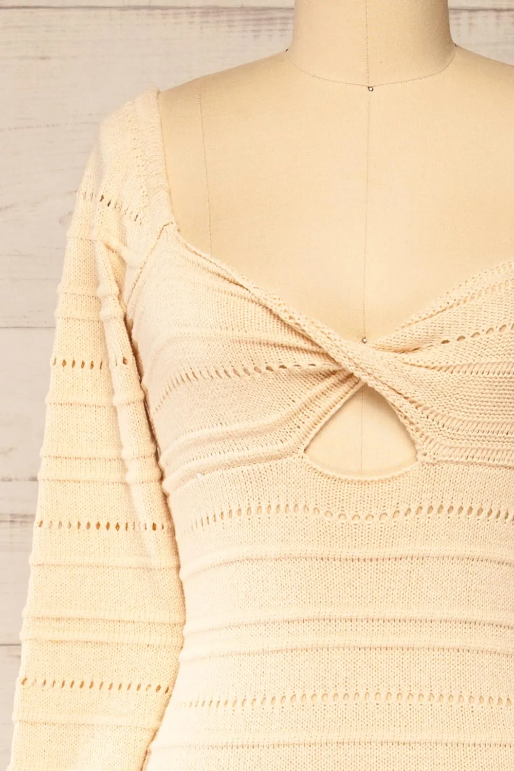 Bangui | Beige Knit Openwork Midi Dress sold by Boutique 1861 product image thumbnail 2
