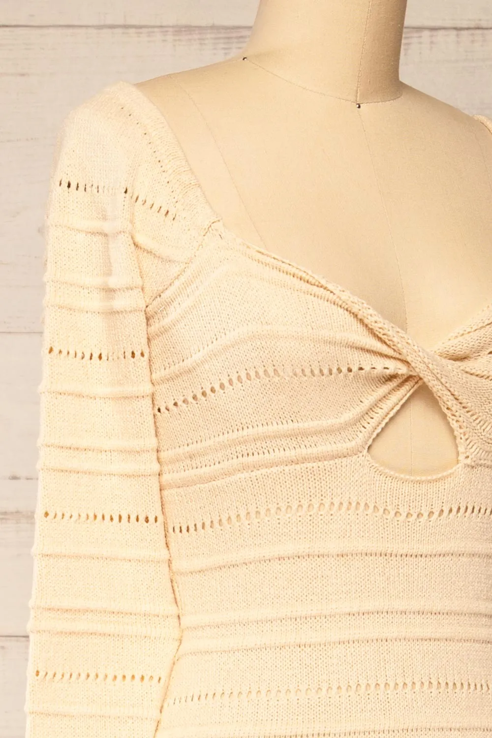 Bangui | Beige Knit Openwork Midi Dress sold by Boutique 1861 product image thumbnail 4