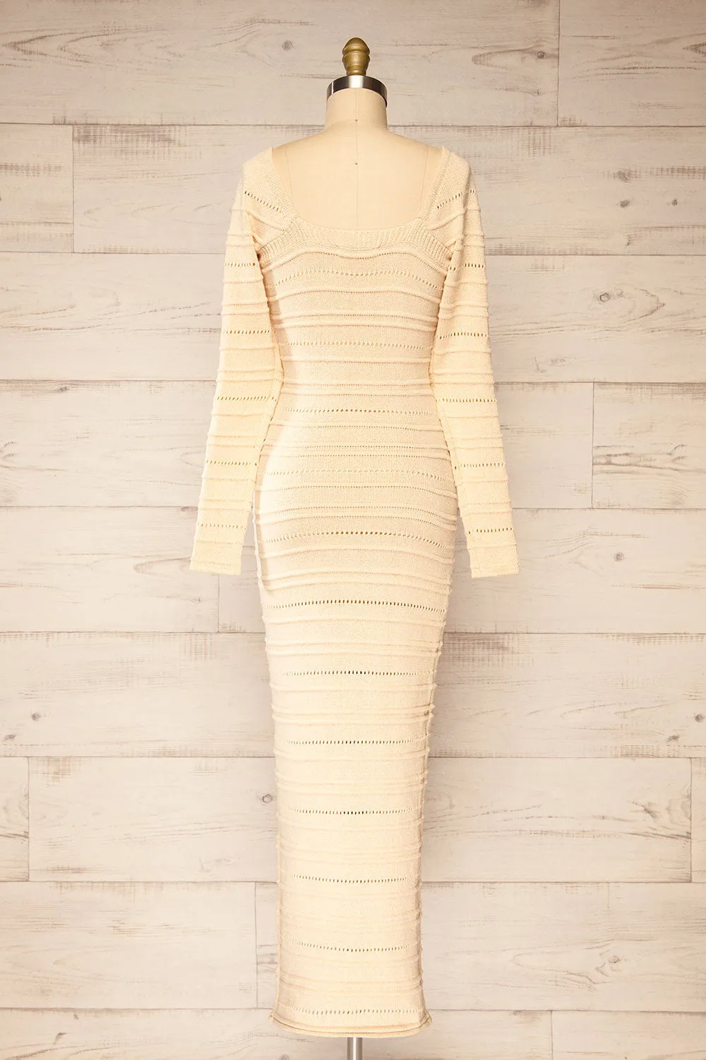 Bangui | Beige Knit Openwork Midi Dress sold by Boutique 1861 product image thumbnail 5