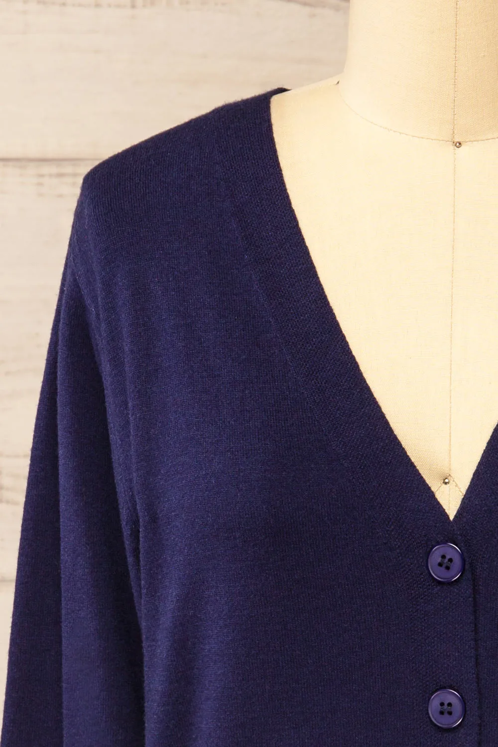 Fortingal | Navy Blue Cardigan w/ Scalloped Hem sold by Boutique 1861 product image thumbnail 2