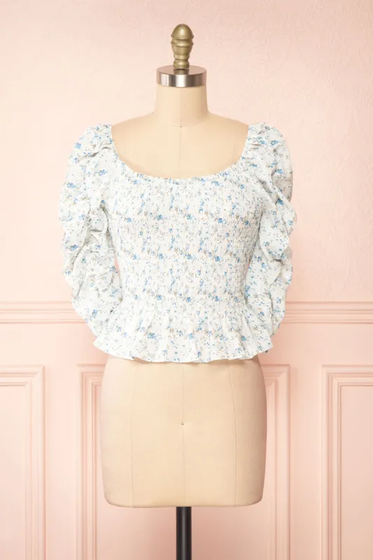 Mayanne Blue | Ruched Floral Top sold by Boutique 1861