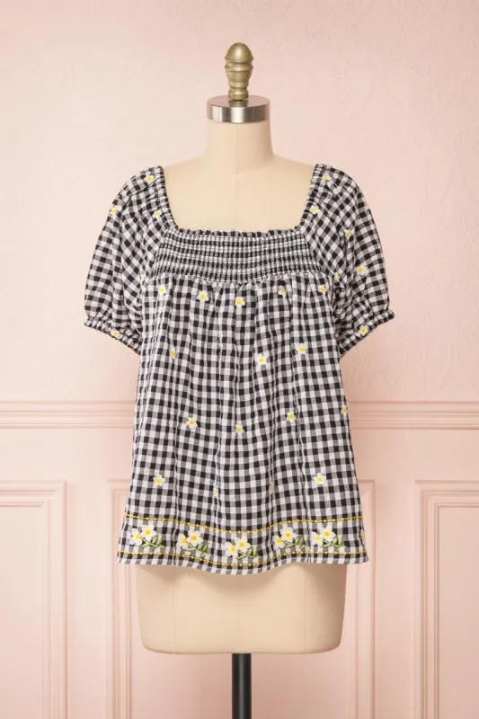 Paloma Black | Gingham Top w/ Floral Embroidery sold by Boutique 1861