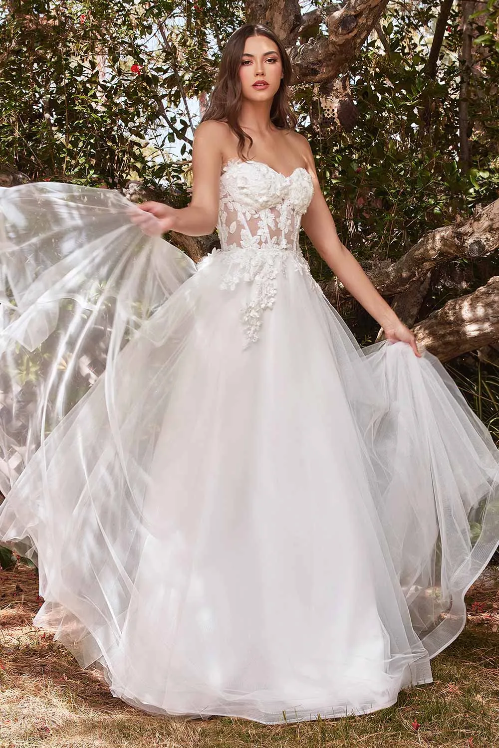 Seyori | Ivory Floral Maxi Gown w/ Detachable Sleeves sold by Boutique 1861 product image thumbnail 3