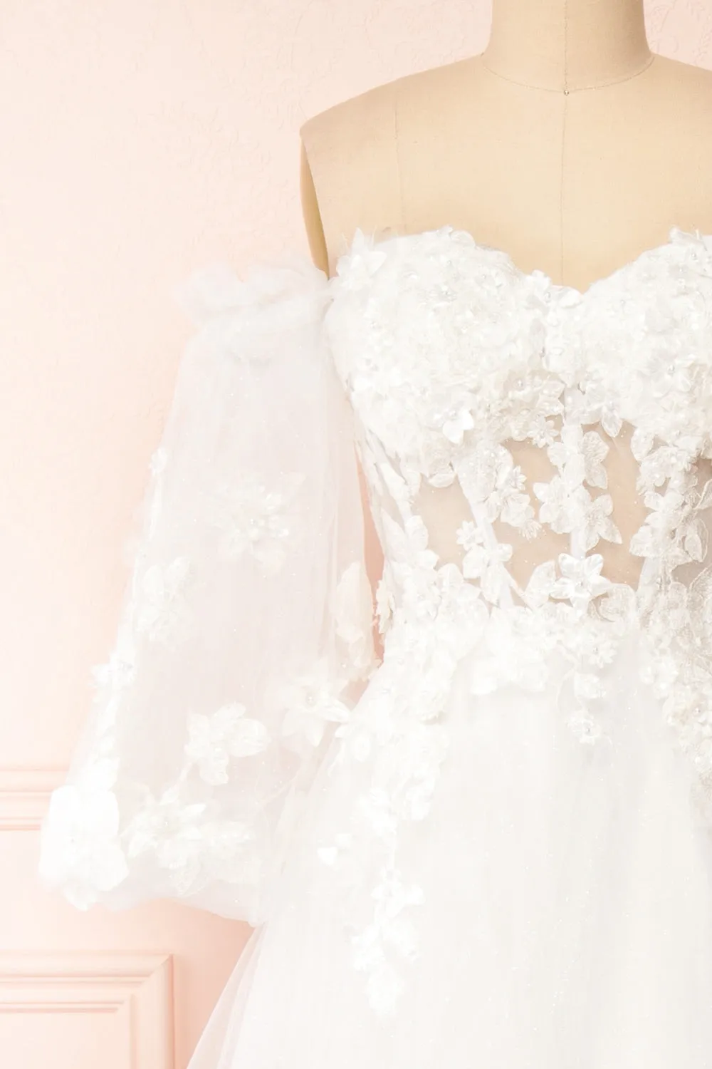 Seyori | Ivory Floral Maxi Gown w/ Detachable Sleeves sold by Boutique 1861 product image thumbnail 5