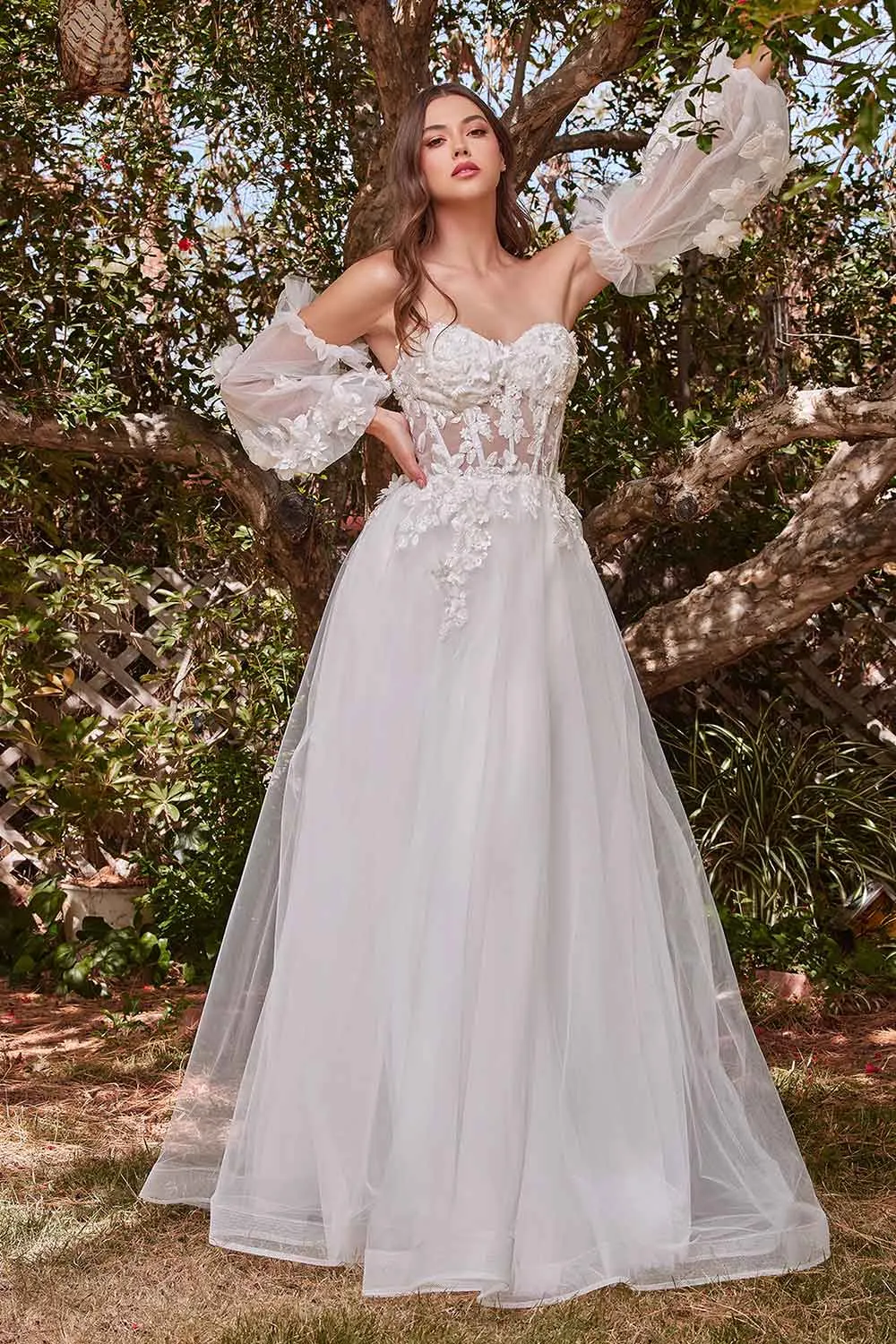 Seyori | Ivory Floral Maxi Gown w/ Detachable Sleeves sold by Boutique 1861 product image thumbnail 2
