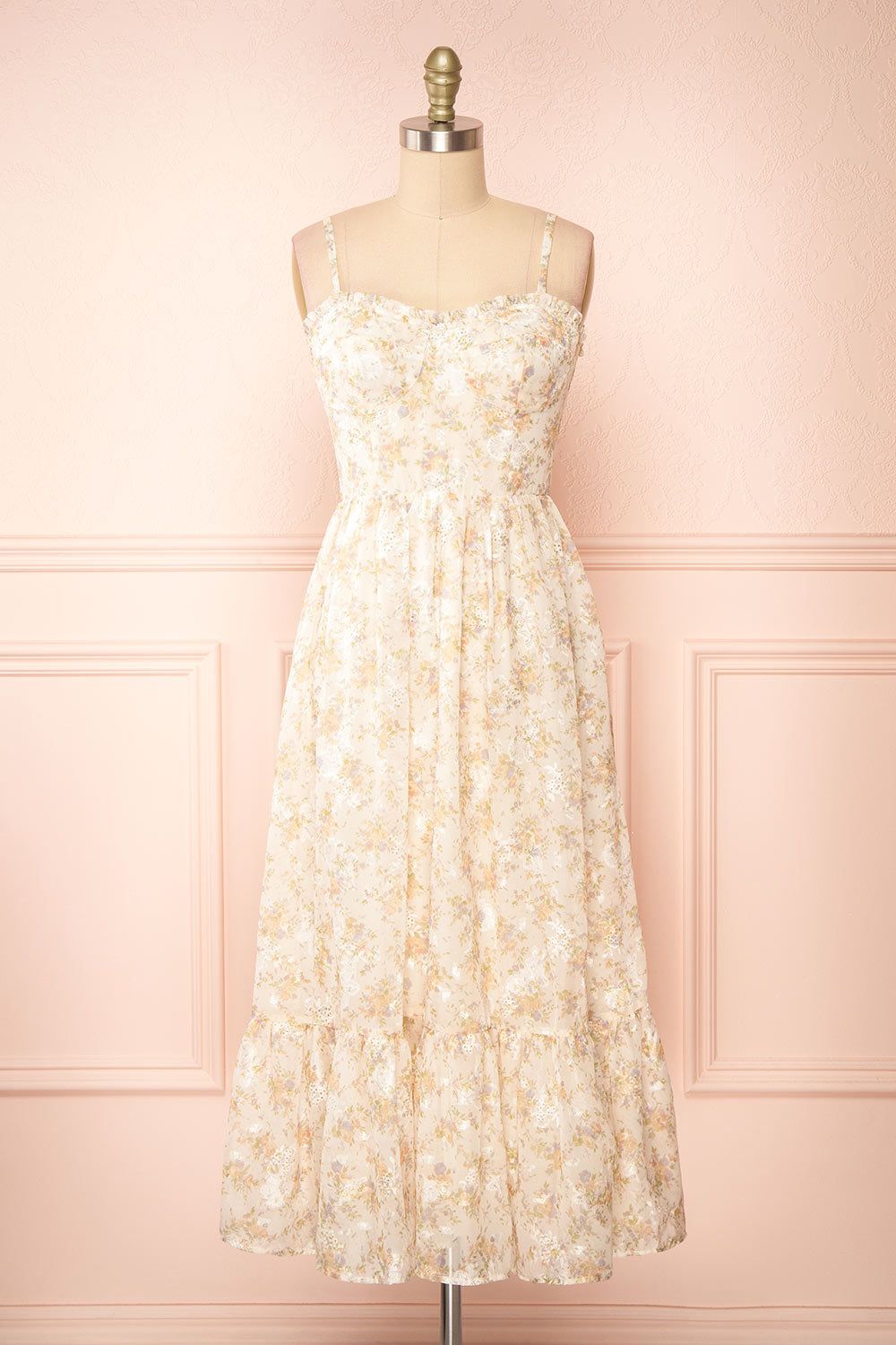 Azin | Bustier Floral Midi Dress sold by Boutique 1861