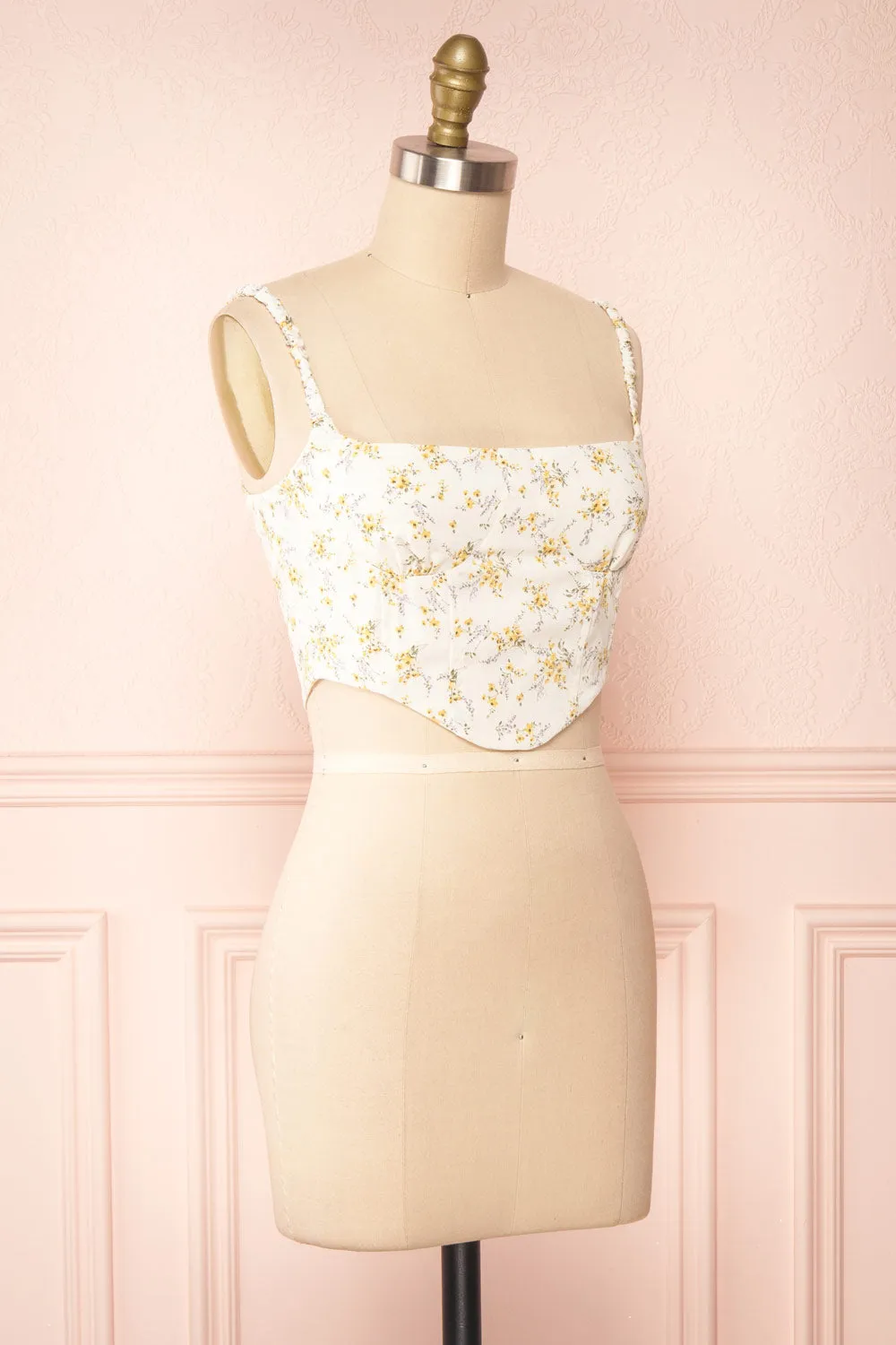 Cissiae Ivory | Floral Cropped Tank Top sold by Boutique 1861 product image thumbnail 4