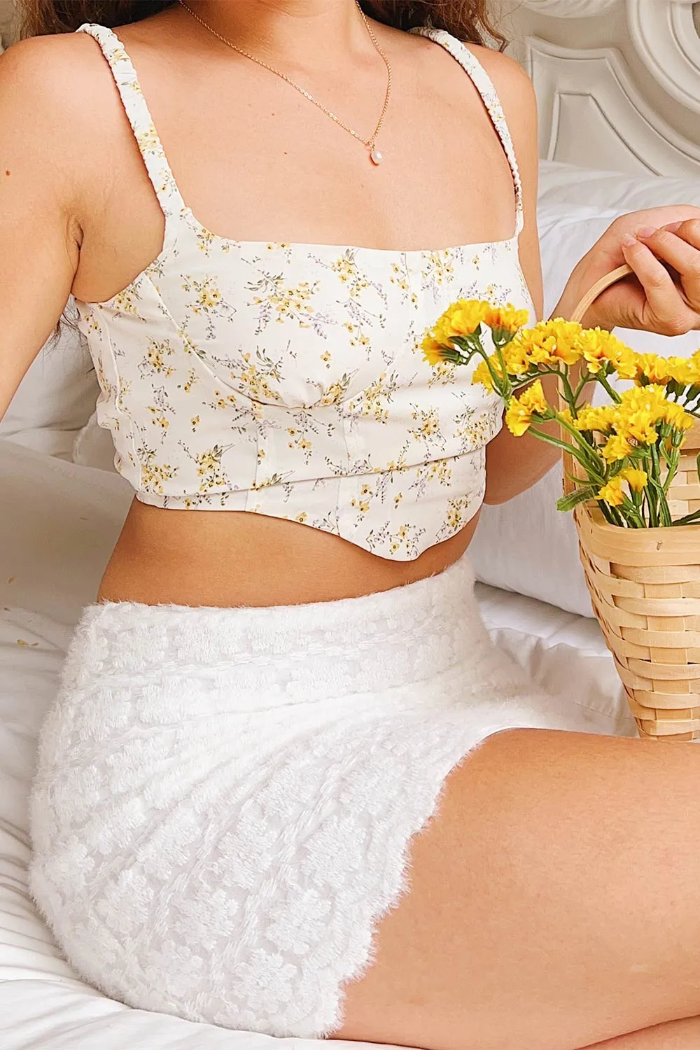 Cissiae Ivory | Floral Cropped Tank Top sold by Boutique 1861 product image thumbnail 2