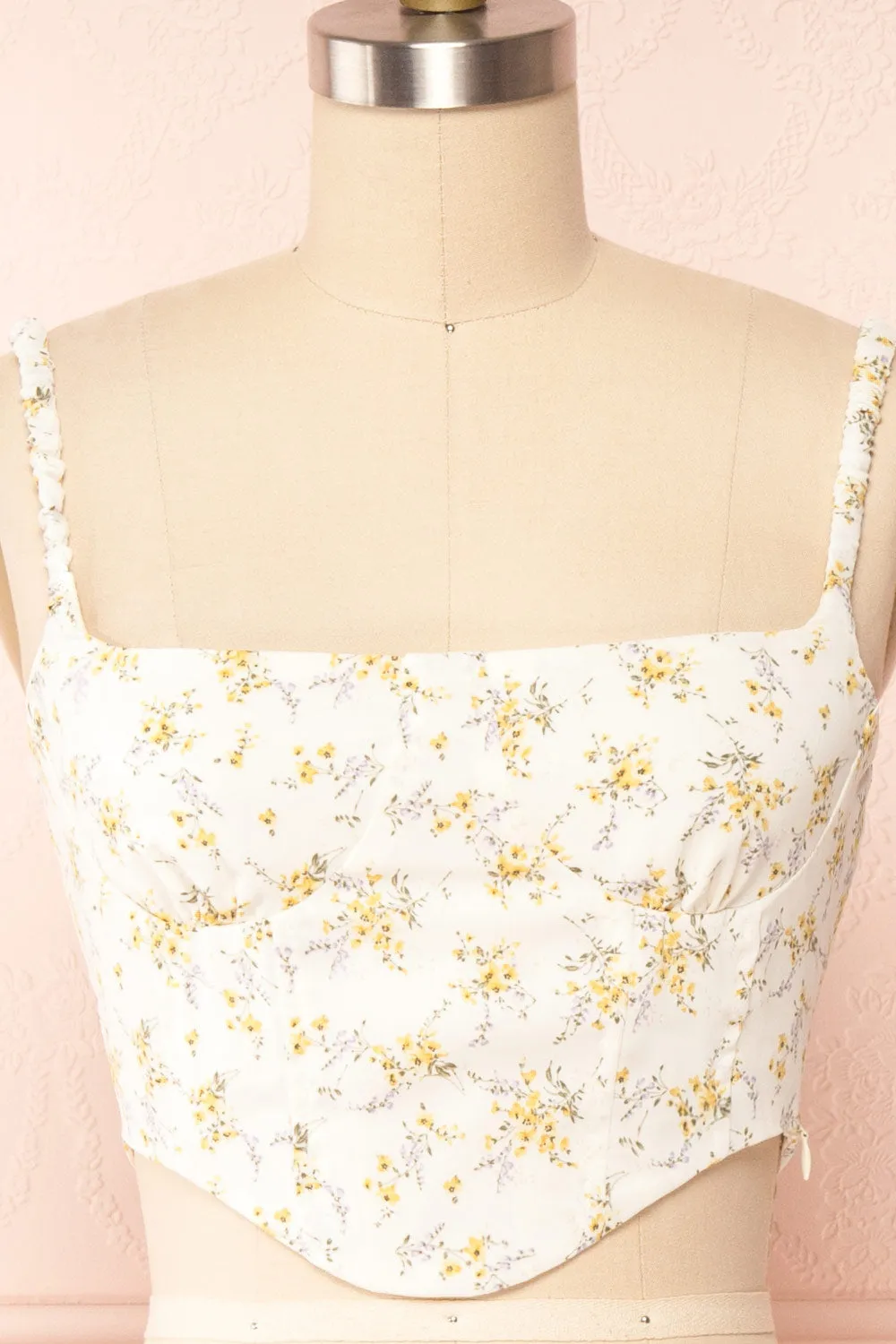 Cissiae Ivory | Floral Cropped Tank Top sold by Boutique 1861 product image thumbnail 3