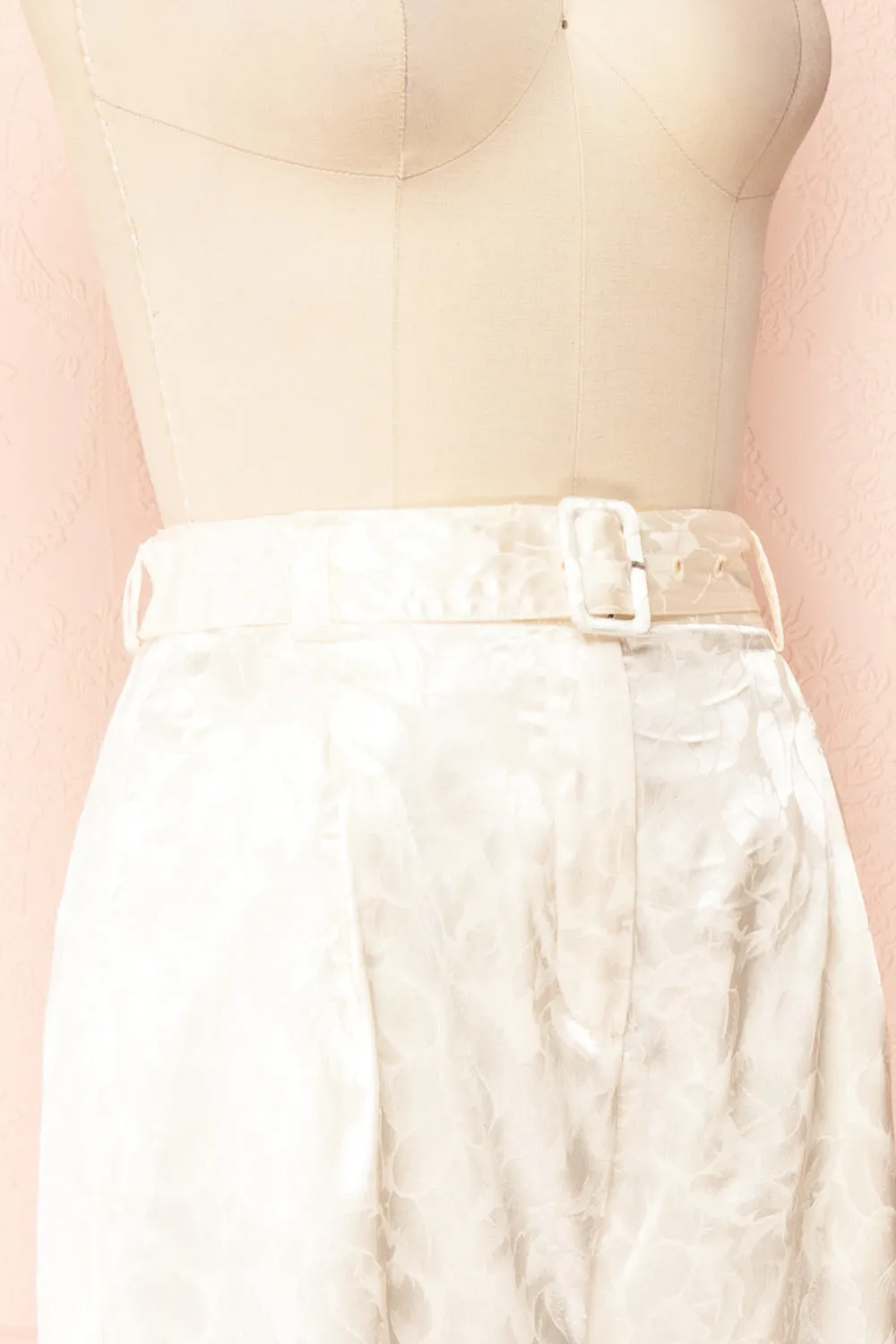 Ludita | Ivory Satin Floral Print Pants w/ Belt sold by Boutique 1861 product image thumbnail 4