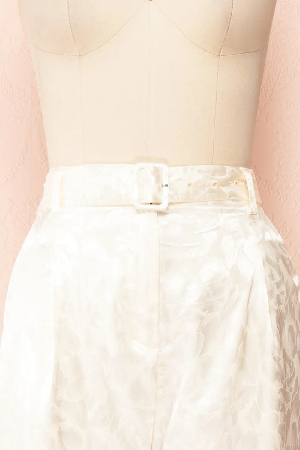 Ludita | Ivory Satin Floral Print Pants w/ Belt sold by Boutique 1861 product image thumbnail 2