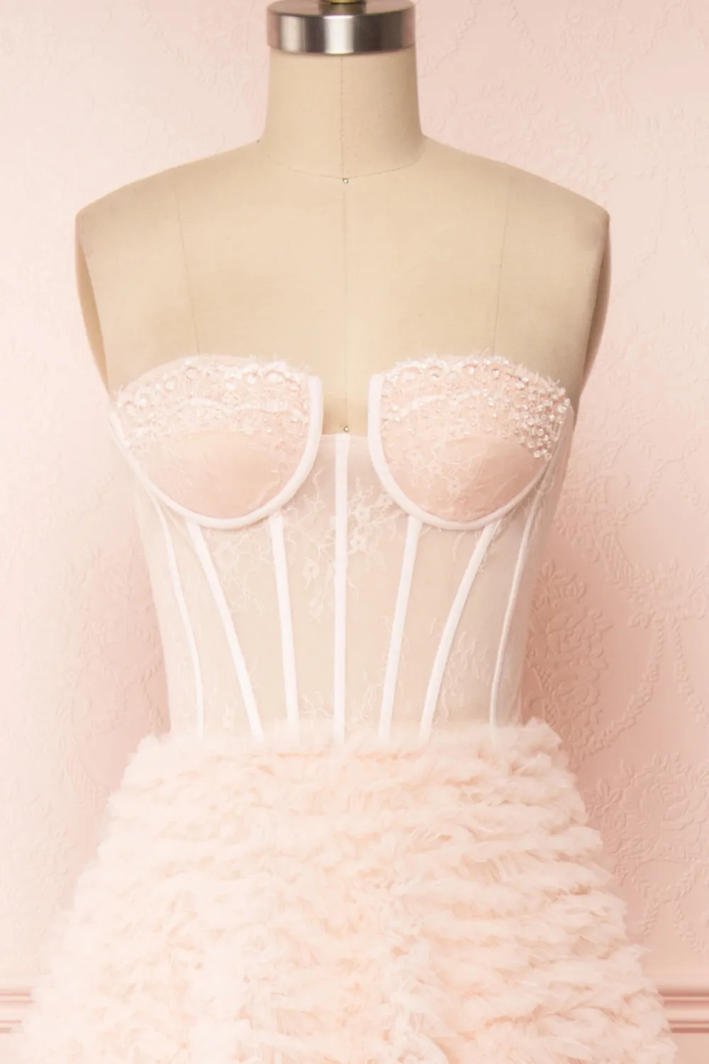 Asako Blush | Bustier Layered Tulle Maxi Dress sold by Boutique 1861 product image thumbnail 2