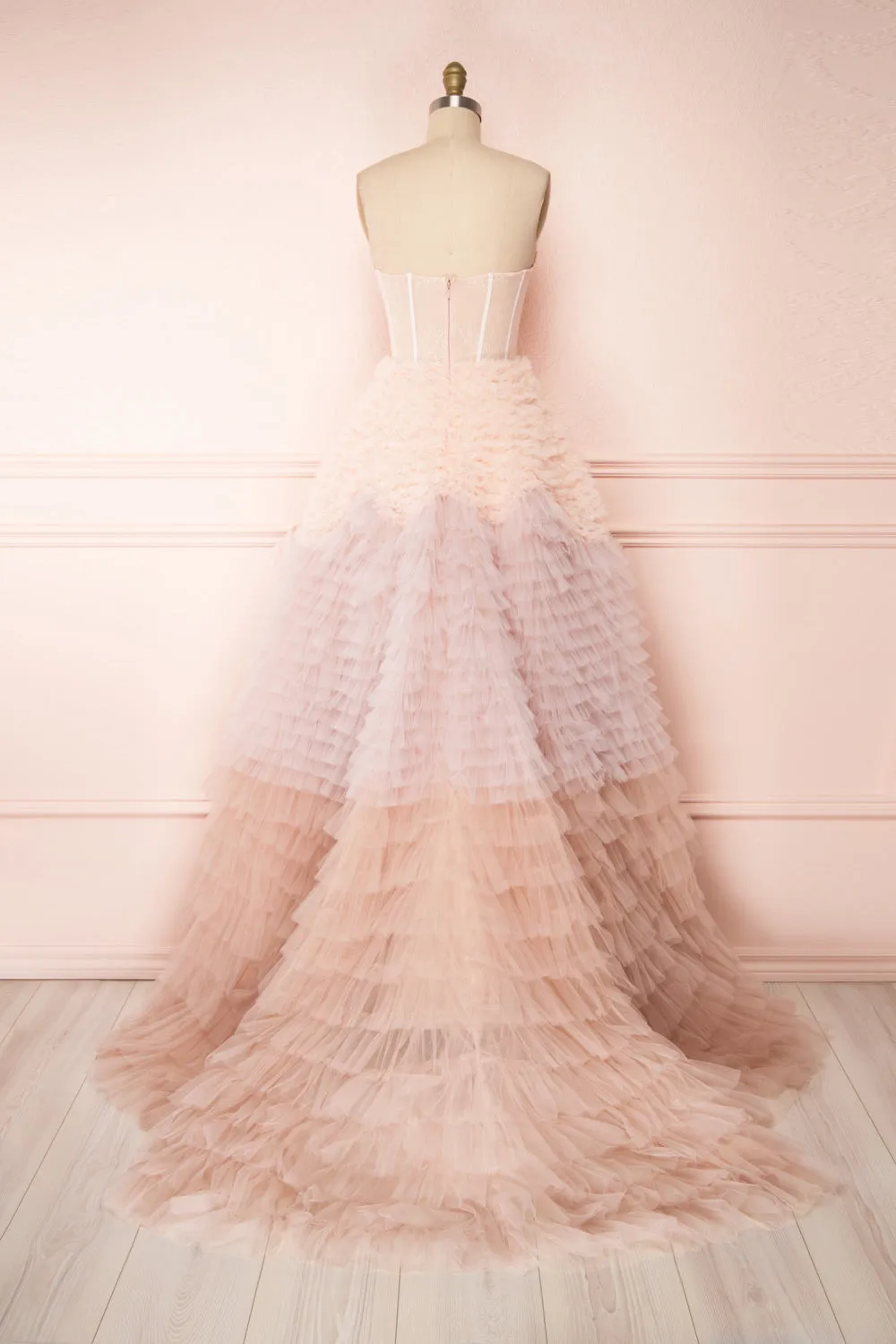 Asako Blush | Bustier Layered Tulle Maxi Dress sold by Boutique 1861 product image thumbnail 3