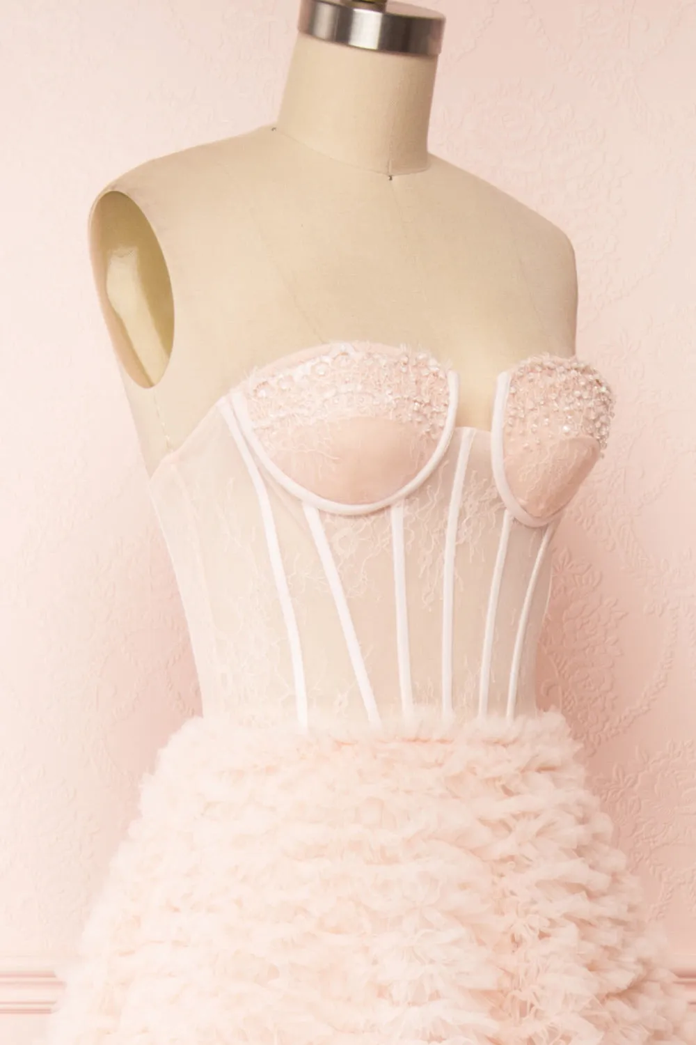 Asako Blush | Bustier Layered Tulle Maxi Dress sold by Boutique 1861 product image thumbnail 4