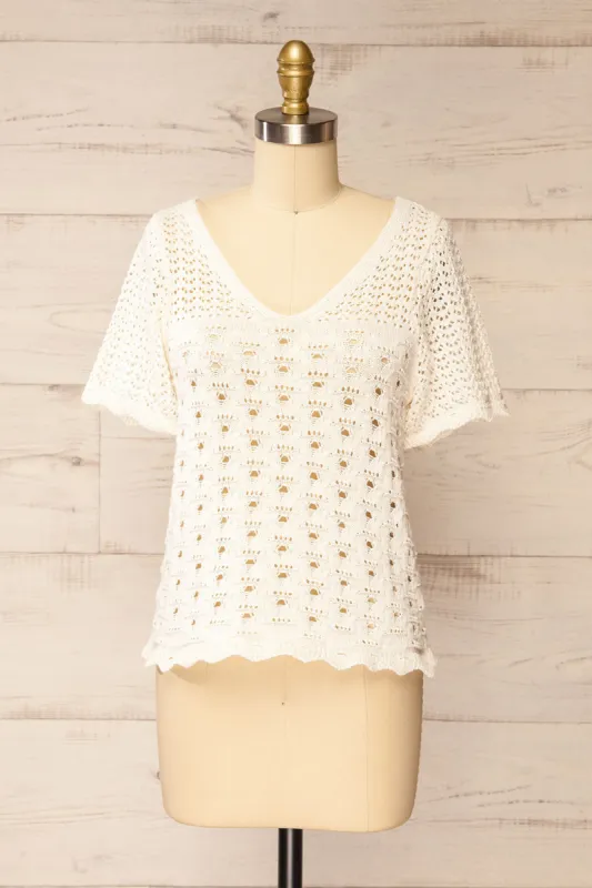Doleen Ivory | Short Sleeve Knit T-Shirt sold by Boutique 1861