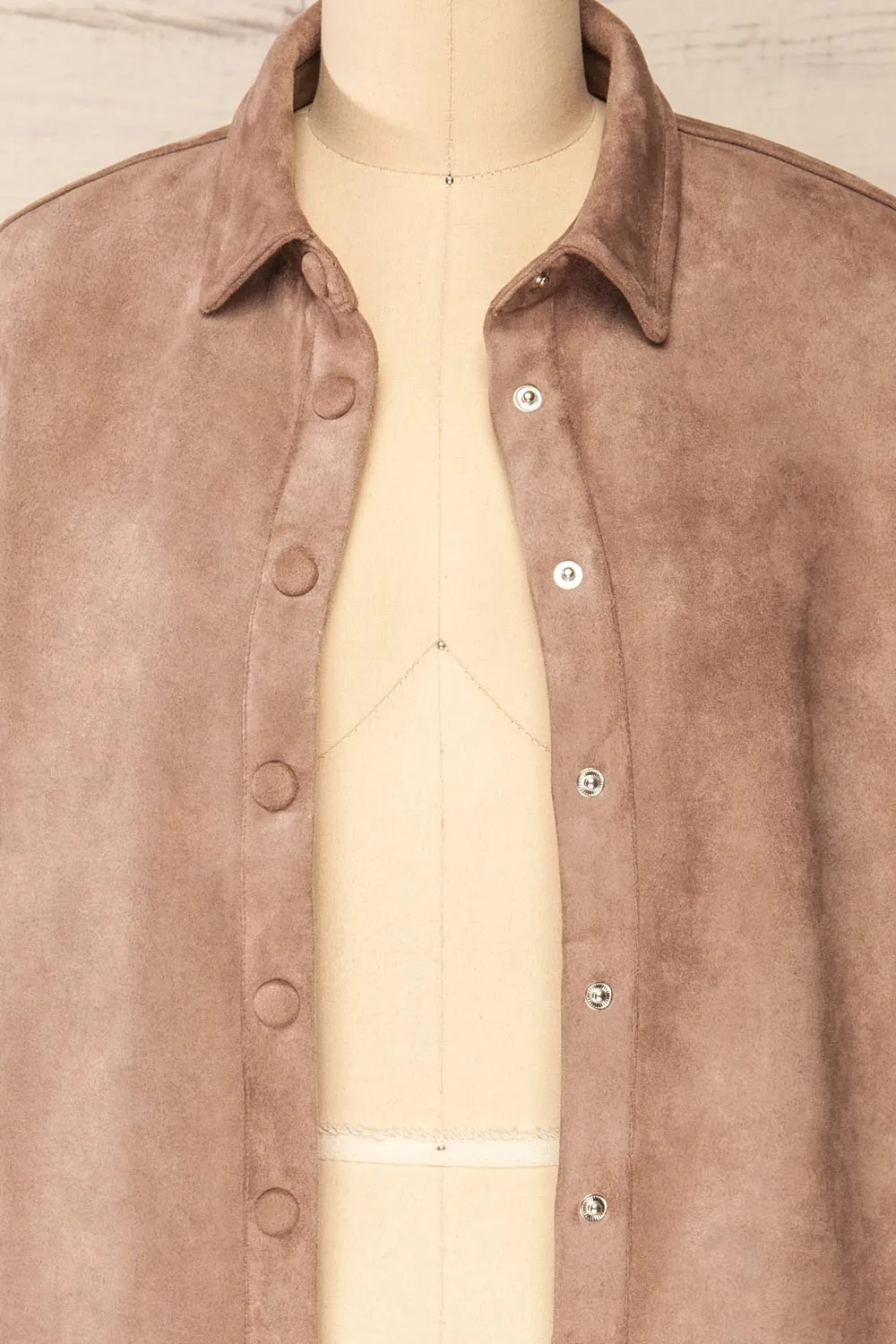 Barriot Taupe | Faux Suede Button-Up Shirt sold by Boutique 1861 product image thumbnail 2