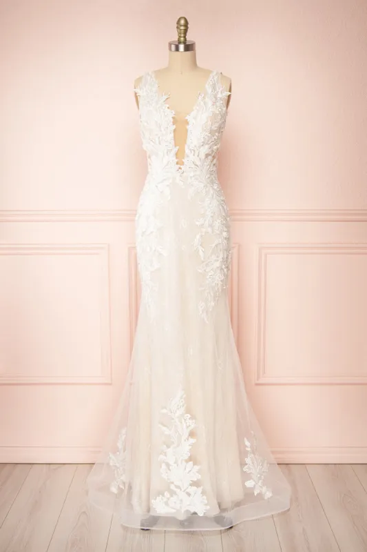 Felicia | Floral Lace Maxi Bridal Gown sold by Boutique 1861
