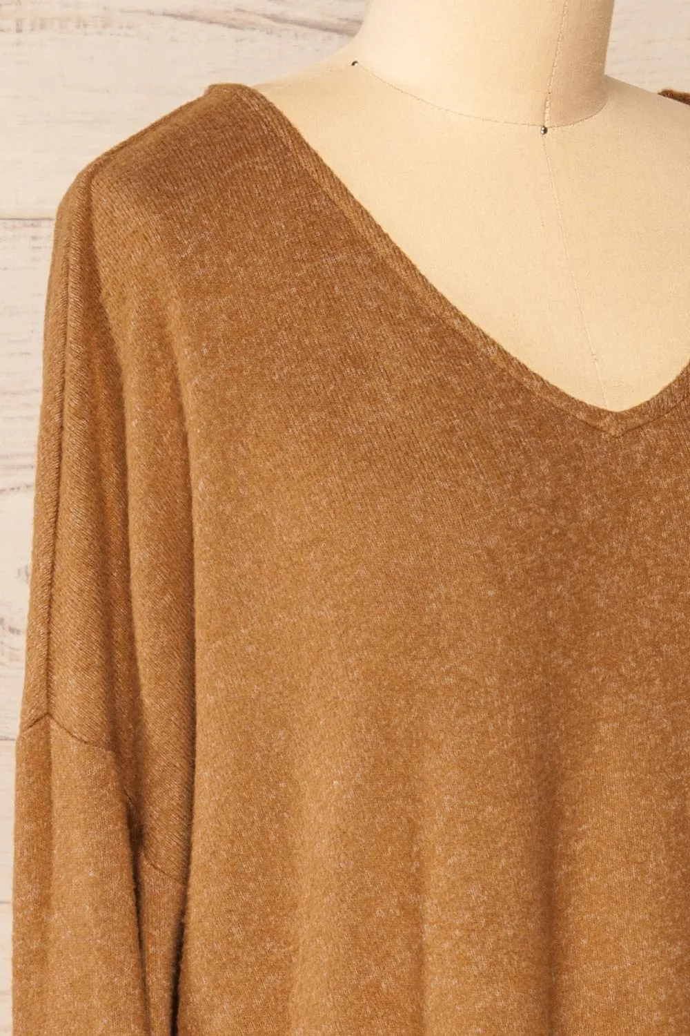 Ancone Camel | Long Sleeve V-Neck Top sold by Boutique 1861 product image thumbnail 5