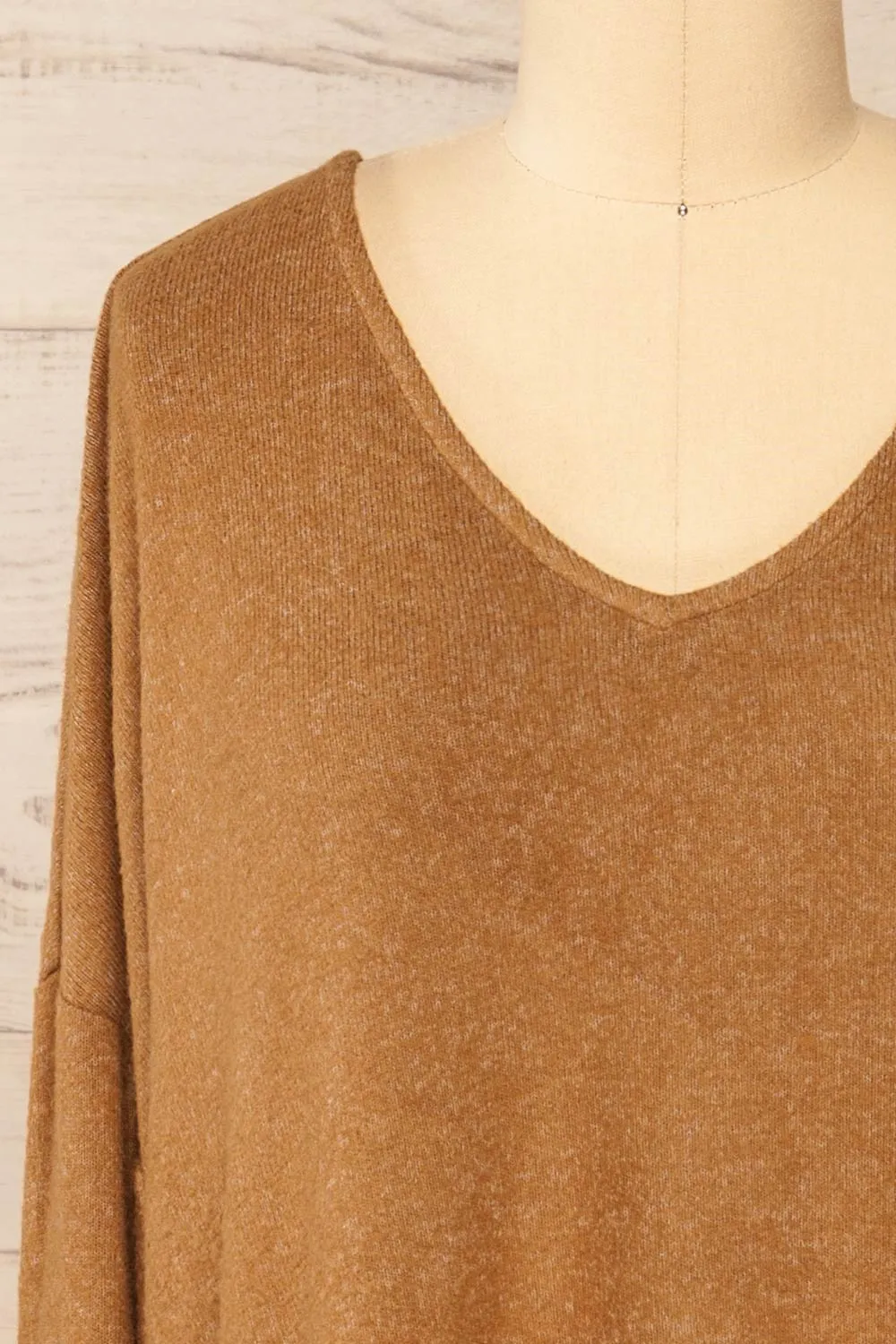 Ancone Camel | Long Sleeve V-Neck Top sold by Boutique 1861 product image thumbnail 3