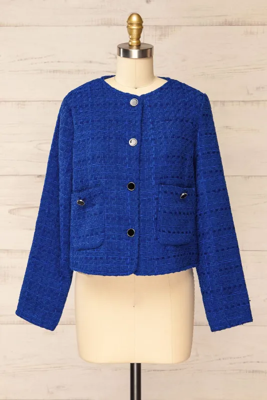 Citadine Blue | Tweed Jacket w/ Front Pockets sold by Boutique 1861