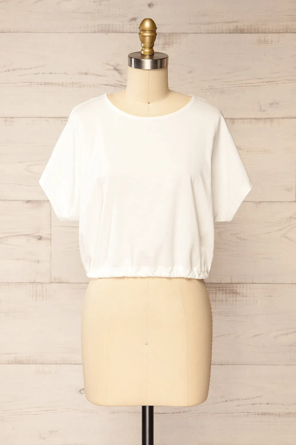 Haddington White | Cropped T-Shirt w/ Adjustable Waist sold by Boutique 1861