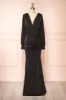 Cassidy Black | Plunging Neckline Mermaid Maxi Dress sold by Boutique 1861