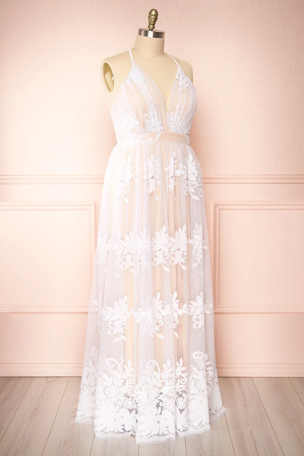 Hyade Beige | Plus Size Floral V-Neck Maxi Dress sold by Boutique 1861 product image thumbnail 3