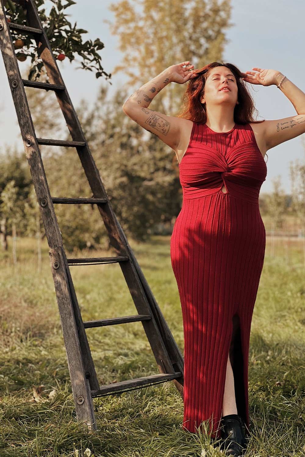 Bandung | Burgundy Maxi Front Knot Dress sold by Boutique 1861 product image thumbnail 2