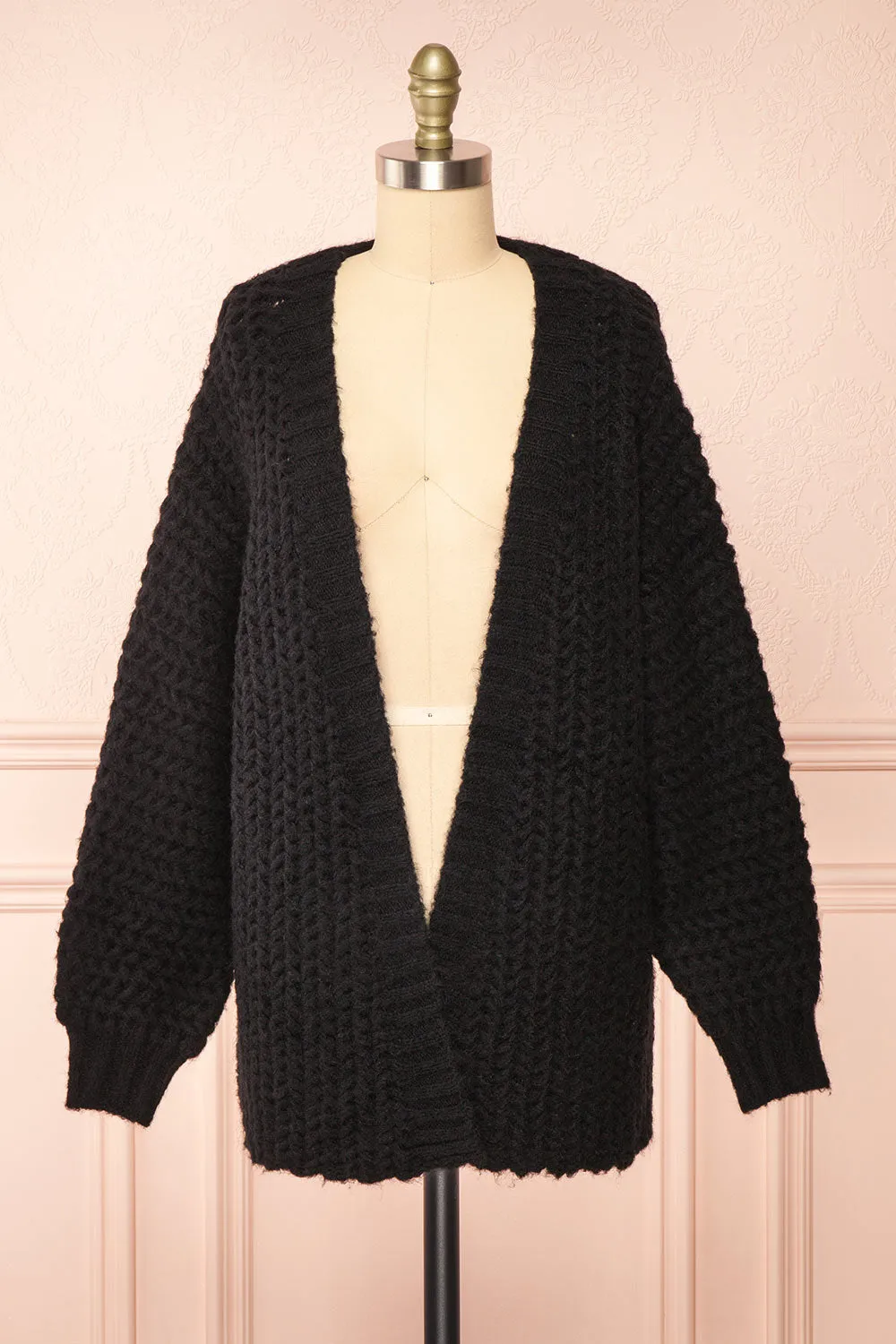 Francoise Black | Knit Open-Front Cardigan sold by Boutique 1861
