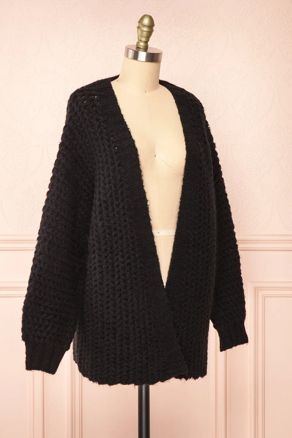 Francoise Black | Knit Open-Front Cardigan sold by Boutique 1861 product image thumbnail 3