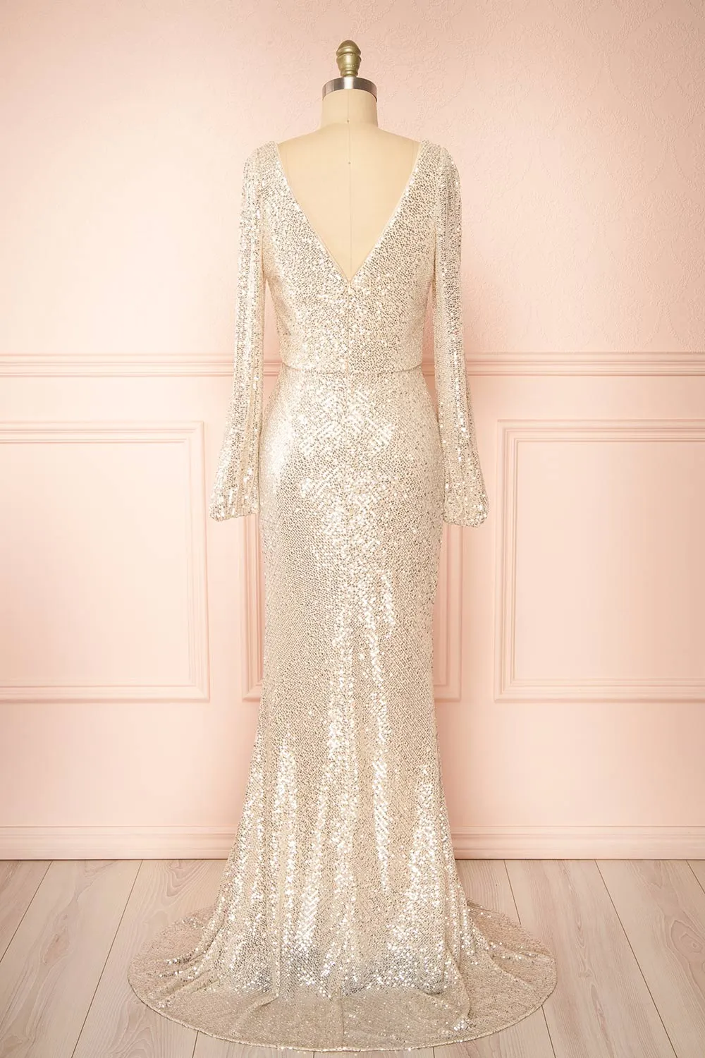 Roxy Champagne | Sequins Long-Sleeved Maxi Dress sold by Boutique 1861 product image thumbnail 5
