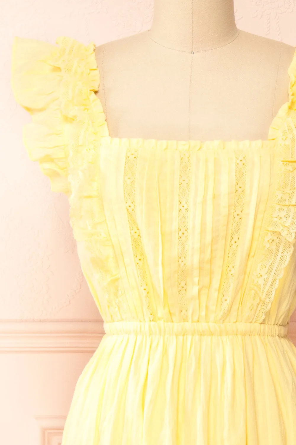 Leonora Yellow | Midi Dress w/ Ruffles & Lace sold by Boutique 1861 product image thumbnail 3
