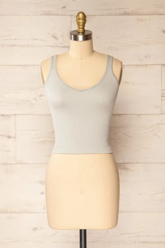 Glakail Grey | Cropped Ribbed Cami sold by Boutique 1861