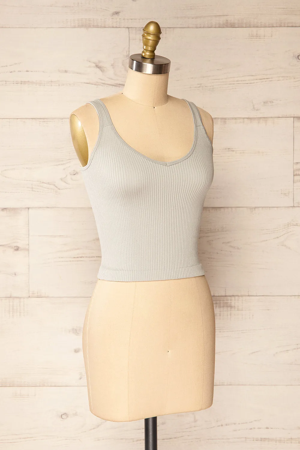 Glakail Grey | Cropped Ribbed Cami sold by Boutique 1861 product image thumbnail 3