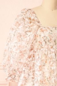 Nicky | Short Floral Beige Babydoll Dress sold by Boutique 1861