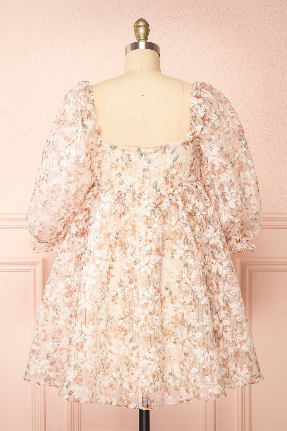 Nicky | Short Floral Beige Babydoll Dress sold by Boutique 1861 product image thumbnail 5