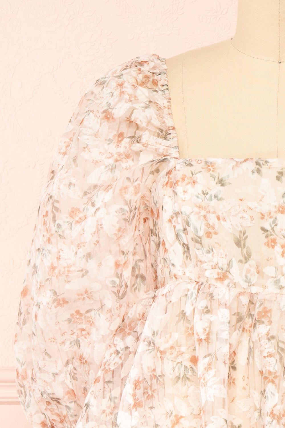 Nicky | Short Floral Beige Babydoll Dress sold by Boutique 1861 product image thumbnail 2