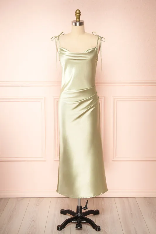 Elyse Sage | Cowl Neck Midi Dress sold by Boutique 1861