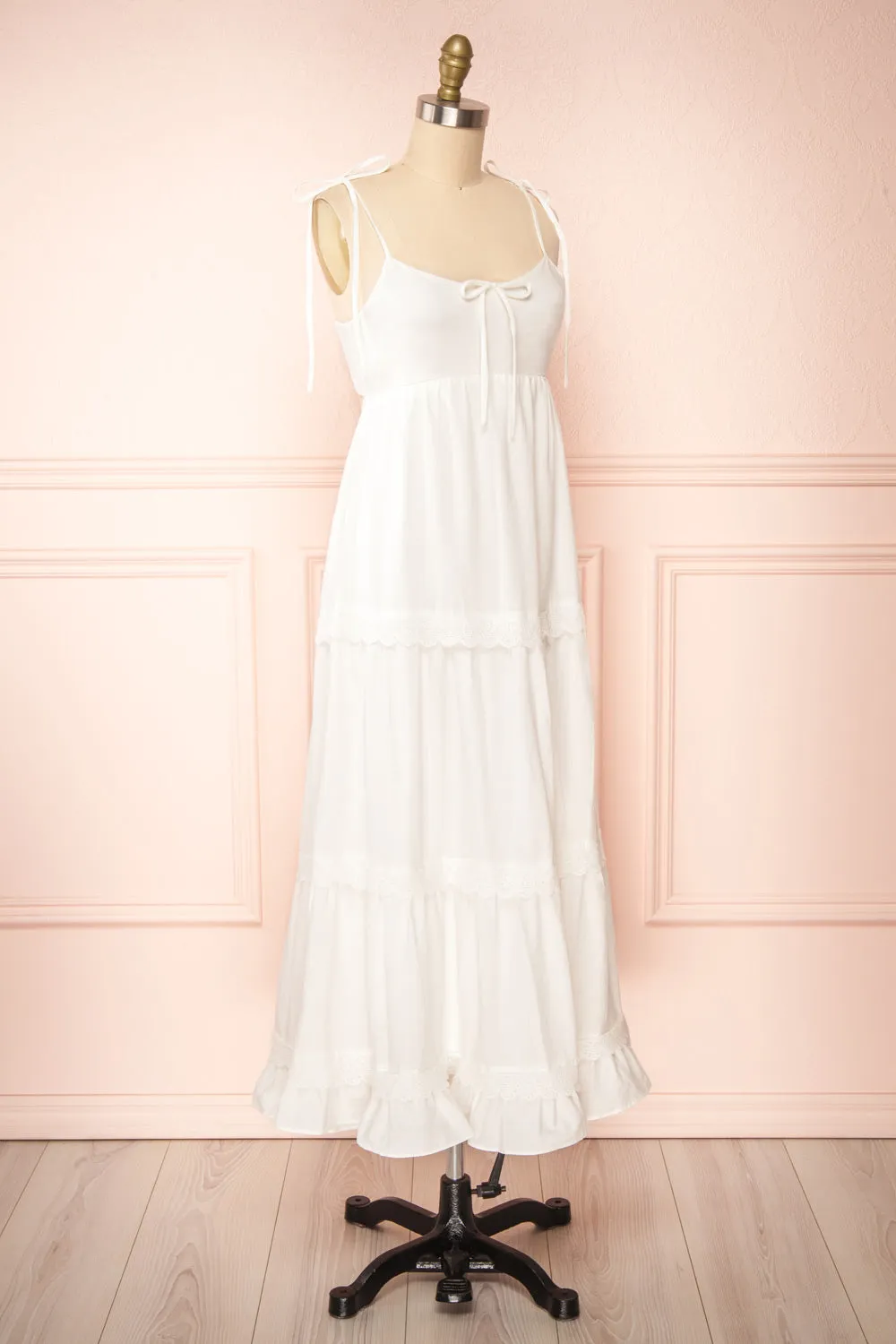 Jennalou | Sleeveless Tiered White Midi Dress sold by Boutique 1861 product image thumbnail 3