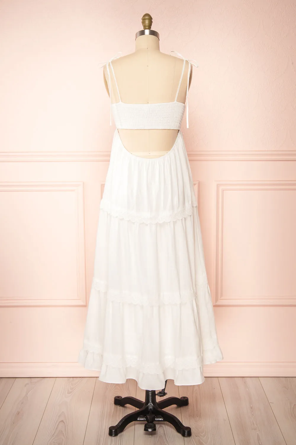 Jennalou | Sleeveless Tiered White Midi Dress sold by Boutique 1861 product image thumbnail 5