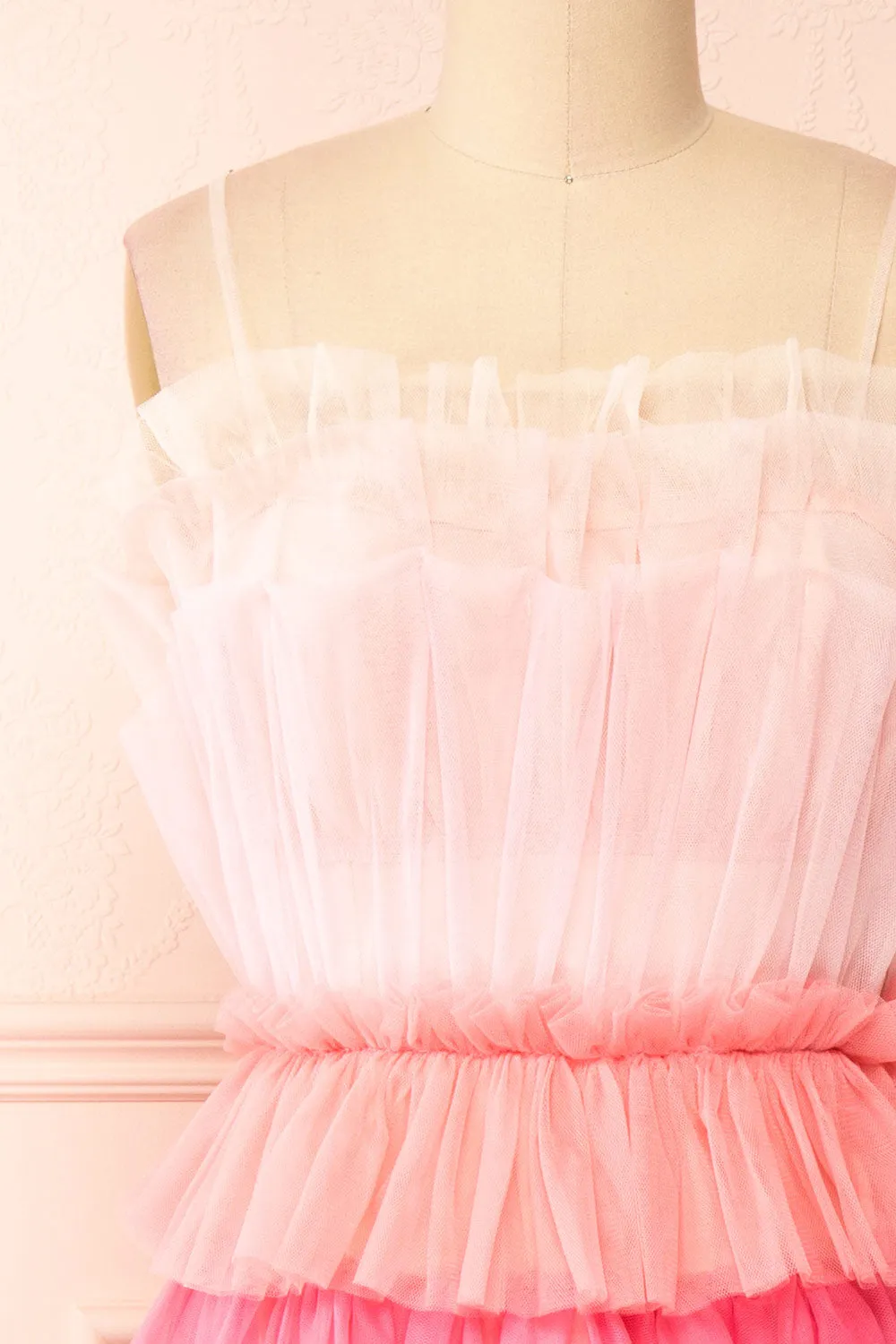 Audee | Pink Layered Tulle Midi Dress sold by Boutique 1861 product image thumbnail 3