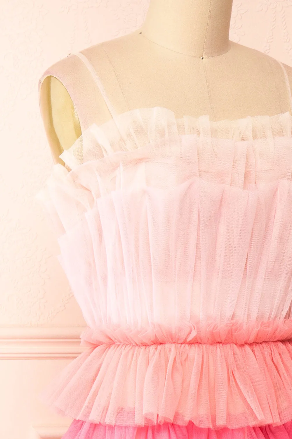 Audee | Pink Layered Tulle Midi Dress sold by Boutique 1861 product image thumbnail 5