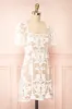 Hansa | Short White Mesh Dress w/ Floral Embroidery sold by Boutique 1861