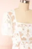 Hansa | Short White Mesh Dress w/ Floral Embroidery sold by Boutique 1861