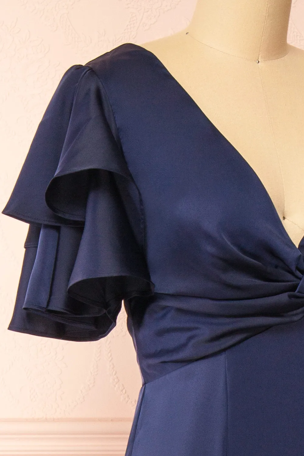 Kyana | V-Neck Navy Satin Maxi Dress sold by Boutique 1861 product image thumbnail 5