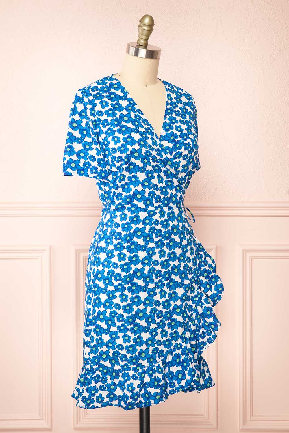 Esrin Blue | Short Floral Wrap Dress sold by Boutique 1861 product image thumbnail 3
