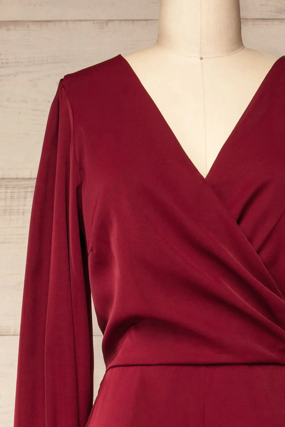 Nantwich Burgundy | Silky Long-Sleeved Jumpsuit sold by Boutique 1861 product image thumbnail 2