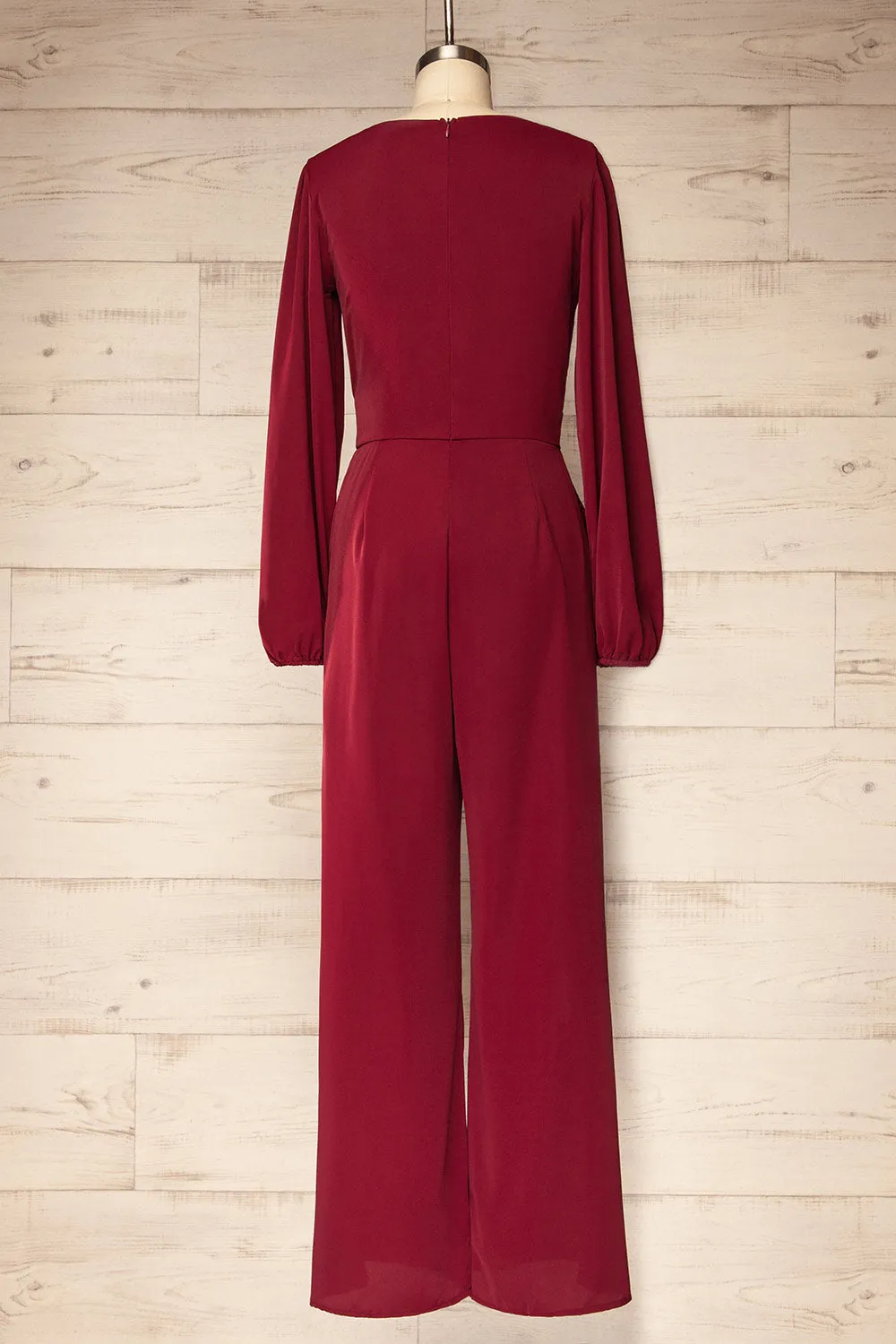 Nantwich Burgundy | Silky Long-Sleeved Jumpsuit sold by Boutique 1861 product image thumbnail 5
