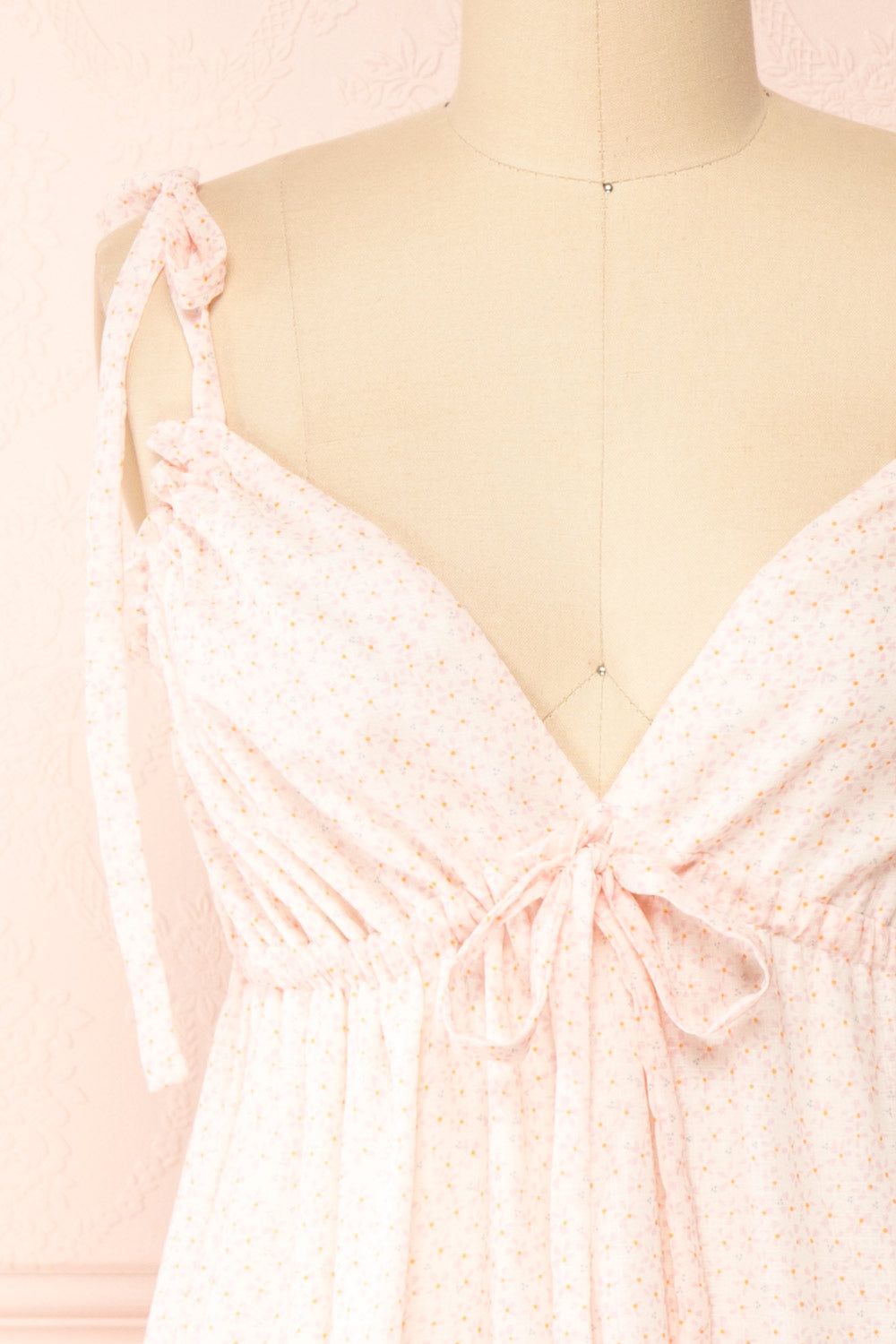 Demelza | Pink Tiered Midi Dress w/ Tied Straps sold by Boutique 1861 product image thumbnail 3