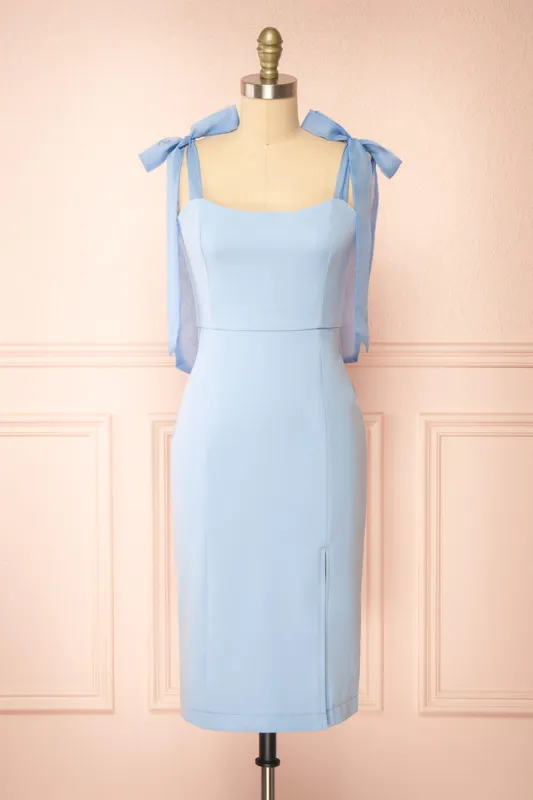 Claudy | Short Blue Dress w/ Bow Straps sold by Boutique 1861